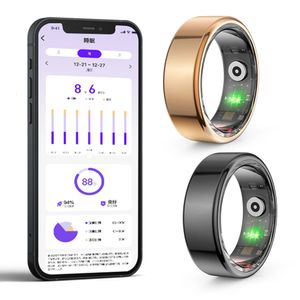 R02 Smart Ring Militaire Grade Steel Shell Health Monitoring IP68 5ATM Waterdicht Blood Oxygen Tracker voor Android IOS 240408