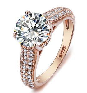 Solitaire Ring R036 Elegant Crystal 18K Rose Vergulde Geplateerd met echte Oostenrijkse kristallen Volledige maten Groothandel