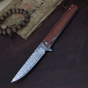 R0708 POCKE VOOK MESS 76 LAGERS VG10 DAMASCUS STALEN BLADE ROSEWOOD / ABALONE SHELL HANDGANDBALLENKLAATSCHAPPER FAST Open Knives