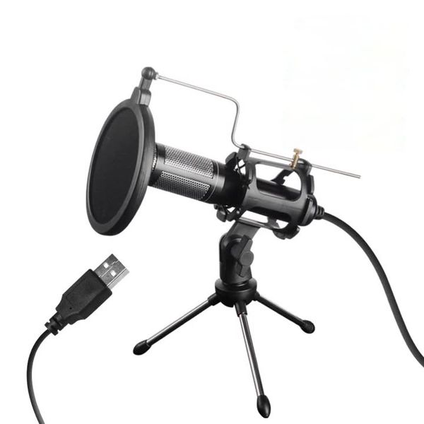 Microphone métallique d'enregistrement à condensateur USB R1, pour ordinateur portable, enregistrement en Studio, voix sur carte son, équipement de diffusion en direct