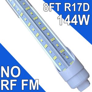 R17D 8 voet gloeilamp, 270 graden 4 rijen LED-vervanging voor fluorescentiearmaturen, T8 6000K koel wit, melkachtige afdekking, 85V-265V, plafond met twee uiteinden, draaibaar usastock