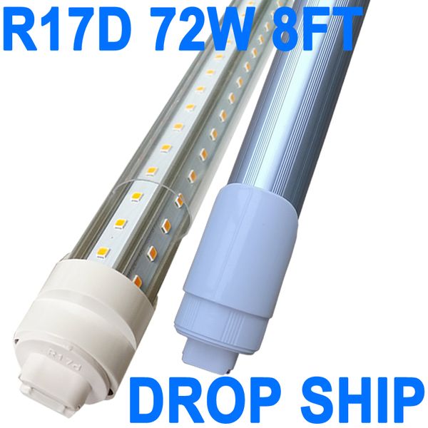Crestech Ampoule R17D de 2,4 m, 270 degrés, 72 W en forme de V de remplacement pour luminaires fluorescents, couvercle transparent, 85 V-265 V, double extrémité, base HO rotative