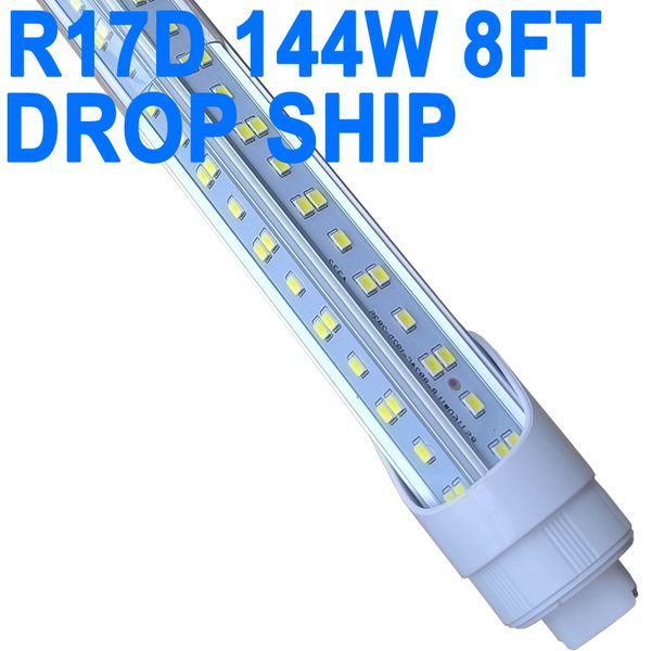 R17d 8 pieds de lumière, remplacement de LED en forme de V 270 degrés pour les luminaires fluorescents, T8 6000K blanc frais, couvercle transparent, 85V-265V, à deux extrémités, rotatif Ho Base Crestech
