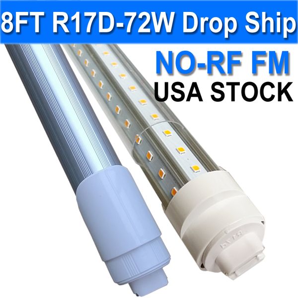 Ampoule R17D de 8 pieds, 72 W à double extrémité, base HO rotative à lentille transparente, luminaires fluorescents de remplacement à LED en forme de V à 270 degrés, couvercle transparent, 85 V-265 V usastock
