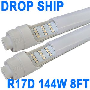R17D 8 voet lamplicht, dubbelzijdig, heldere lens draaibare HO-basis, 270 graden 4 rijen LED-vervangende fluorescerende armaturen, T8 6000K koel wit, melkachtig deksel crestech