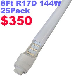 R17d Tubo de bombilla LED de 8 pies, base HO, cubierta lechosa esmerilada giratoria, 144 W, lámpara fluorescente de repuesto de 300 W, luces de tienda, blanco frío, 6000 K, CA 90-277 V crestech