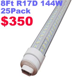 R17d Tubo de bombilla LED de 8 pies, base HO, cubierta transparente giratoria, 144 W, lámpara fluorescente de repuesto de 300 W, luces de tienda, potencia de dos extremos, blanco frío 6000 K, AC110 V crestech168