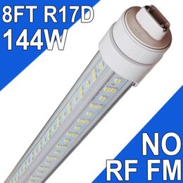 Tube lumineux LED R17d de 2,4 m, ampoule en forme de V à 2 broches, base HO rotative de 144 W T8 T10 T12 pour remplacer le tube LED de 2,4 m, 14 400 lm, blanc froid 6 500 K, couvercle transparent, AC 90-277 V, grange usastock