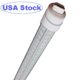 R17d Tube lumineux LED 8 pieds 2 broches en forme de V 144 W Base HO rotative double extrémité, en forme de V, 18 000 lm blanc froid 6500 K, couvercle transparent, AC 90-277 V crestech168