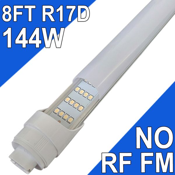 Tubo de luz LED R17D de 8 pies, bombilla de 2 pines y 4 filas, T8 T10 T12 giratorio de 144 W para reemplazar la luz del tubo LED de 8 pies, potencia de doble extremo de alto rendimiento, cubierta lechosa de 96