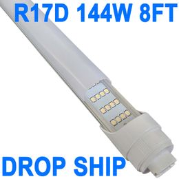 Ampoule LED R17D/HO 2,4 m – Rotation 4 rangées, lumière du jour 6 500 K 144 W, 14 500 lm, équivalent 250 W F96T12/DW/HO, couvercle laiteux, remplacement T8/T10/T12, crestech alimenté par double extrémité
