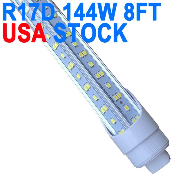 Ampoule LED R17D/HO 8 pieds – Rotation 6 500 K lumière du jour 144 W, 14 500 lm, équivalent 250 W F96T12/DW/HO, couvercle transparent, alimentation double extrémité pour armoire de garage d'entrepôt crestech