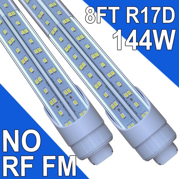 Ampoule LED R17D/HO 8 pieds – Rotation 6 500 K lumière du jour 144 W, 14 500 lm, équivalent 250 W F96T12/DW/HO, couvercle transparent, remplacement T8/T10/T12, alimentation double extrémité, contournement de ballast usastock