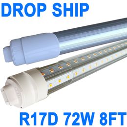 Ampoule LED R17D/HO 8 pieds – Rotation en forme de V, lumière du jour 6 500 K 72 W, 7 200 lm, équivalent 250 W F96T12/DW/HO, couvercle transparent, remplacement T8/T10/T12, alimentation double extrémité, contournement de ballast crestech