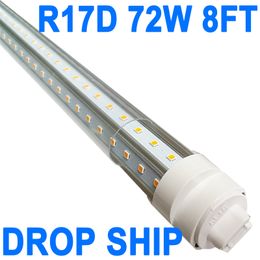 Ampoule LED R17D/HO 8 pieds – Rotation en forme de V, lumière du jour 6 500 K 72 W, 7 200 lm, équivalent 250 W F96T12/DW/HO, couvercle transparent, remplacement T8/T10/T12, alimentation double extrémité, ballast Barn Crestech