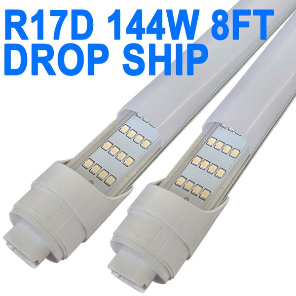 Bombillas LED R17D/HO de 8 pies, cubierta lechosa de 4 filas 144 W 6500 K blanco frío T8 tubo de luz de 8 pies con base giratoria R17D, bombillas LED R17D de 8 pies Tienda Almacén Garaje Hospitales crestech