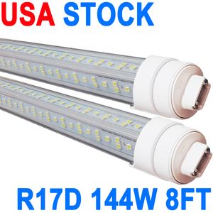 R17D/HO 8FT LED-lampen, V-vormige 4 rij heldere afdekking 144W 6500K koud wit T8 8FT buislicht met R17D draaibare voet, 8FT R17D LED-lampen voor magazijngaragekast crestech