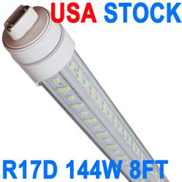 Bombilla LED R17D de 8 pies, en forma de V, tubos LED T8 de 144 vatios, cubierta limpia, 18000 lm súper brillante, luz de tienda de 2 pines, luz fluorescente T8 para gabinete de garaje de almacén crestech