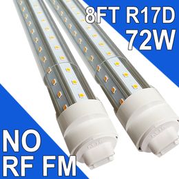 Ampoule LED R17D 8 pieds, en forme de V, tubes LED T8 de 72 watts, couvercle propre, 7200LM super lumineux, extrémité rotative HO 8 pieds, lampe d'atelier à 2 broches, grange, lumière fluorescente T8 T10 T12 usastock