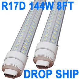 Crestech R17D Tube LED rotatif à base HO de 2,4 m 144 W, lampe fluorescente de remplacement 300 W, 2,4 m, alimentation double extrémité, blanc froid 6000 K, couvercle transparent, AC 90-277 V Crestech