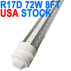 Crestech R17D Tube LED rotatif à base HO de 2,4 m 72 W, lampe fluorescente de remplacement 300 W, 2,4 m, alimentation à double extrémité, blanc froid de grange 6000 K, couvercle transparent, AC 90-277 V Crestech