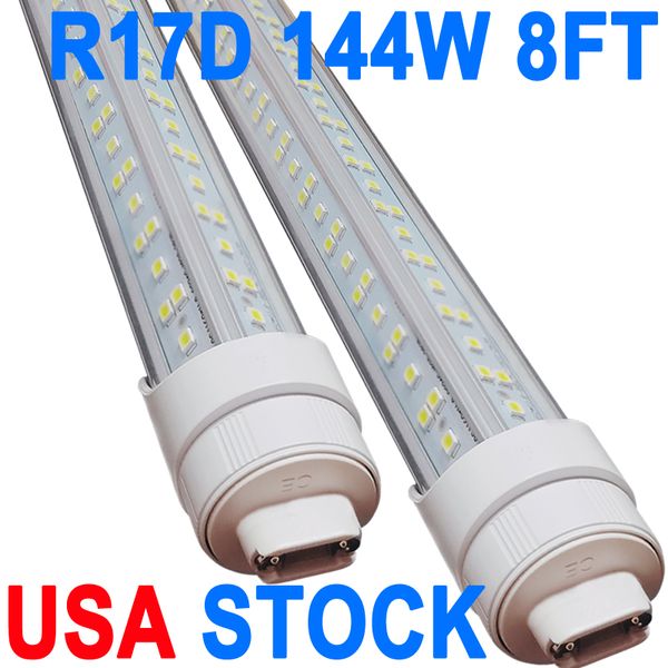 Tube LED rotatif R17D à base HO de 2,4 m, 144 W, lampe fluorescente de remplacement de 300 W, lumières d'atelier, 2,4 m, puissance à double extrémité, 6000 K pour entrepôt, garage, armoire Crestech