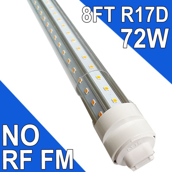 Tube LED rotatif R17D à base HO de 8 pieds 72W, lampe fluorescente de remplacement de 300W, 8 pieds, alimentation à double extrémité, blanc froid, couvercle transparent, grange AC 90-277V usastock