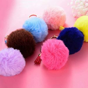 R2LE 50 pièces boule de fourrure pompons colorés avec 50 pièces porte-clés et 50 pièces glands pour bricolage chapeaux chaussures sacs accessoires G1019