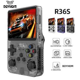 R36S Consola de videojuegos portátil retro Sistema Linux Pantalla IPS de 35 pulgadas R35s Pro Reproductor de bolsillo portátil Juegos de 64 GB 240123