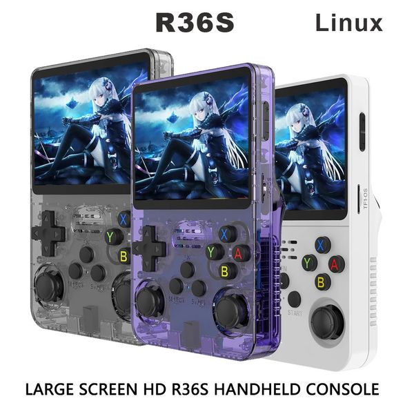 Console de jeu vidéo portable rétro R36S, système Linux, écran IPS de 3.5 pouces, Mini lecteur vidéo, 128 go, émulateur de jeu classique, 240327
