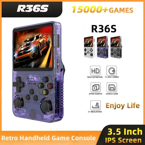 R36S RETRO HOLED VIDEJE Video Consoler Sistema 36S Sistema de 3.5 pulgadas IPS Portel Portable Handheld Player 15000 Juegos Open Source 240521