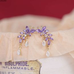 R623 Designers French Light Luxe Purple Zirkon vlinderdruppel Druppel Leaf Vorm oorbellen Exquisite {Categorie}