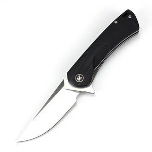 R7801 Couteau de poche Flipper VG10 Satin Drop Point Blade G10 Poignée en tôle d'acier inoxydable Roulement à billes Couteaux pliants à ouverture rapide