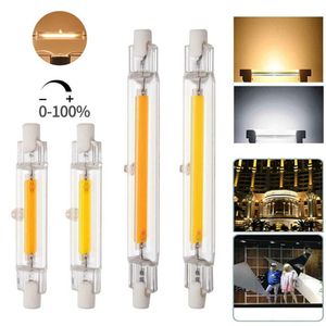 Bombilla LED regulable R7S, tubo de vidrio COB de 78MM, 6W, 118MM, 10W, reemplaza la lámpara halógena, 100W, foco de maíz COB blanco frío cálido, AC110V 220V