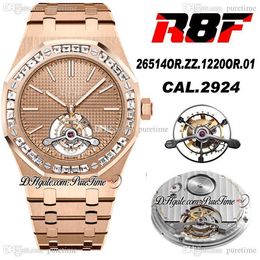 R8F 2652 Echtes Tourbillon, mechanische Handaufzugs-Herrenuhr, Roségold, Diamanten, Lünette, Champagner-Tapisserie-Zifferblatt, Edelstahlarmband, Super Edition Puretime G7