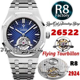 R8F V3 Extra dunne handwindende Tourbillon Mens Watch R8F26522 41 mm Sihh Mechanische rokerige blauwe wijzerplaat roestvrijstalen armband 2022 Super Edition Eternity Watches