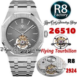 R8F V3 Extra dunne handwindende Tourbillon Mens Watch R8F26510 41 mm Sihh Mechanische donkergrijze textuur wijzerplaat roestvrijstalen armband Super Edition Eternity Watches