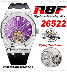 R8F V3 Tourbillon Volant A2950 Automatique Montre Homme Automatique 2652 Extra Mince 41mm SIHH Cadran Violet Bracelet Caoutchouc 2022 Super Edition Pureitme B2