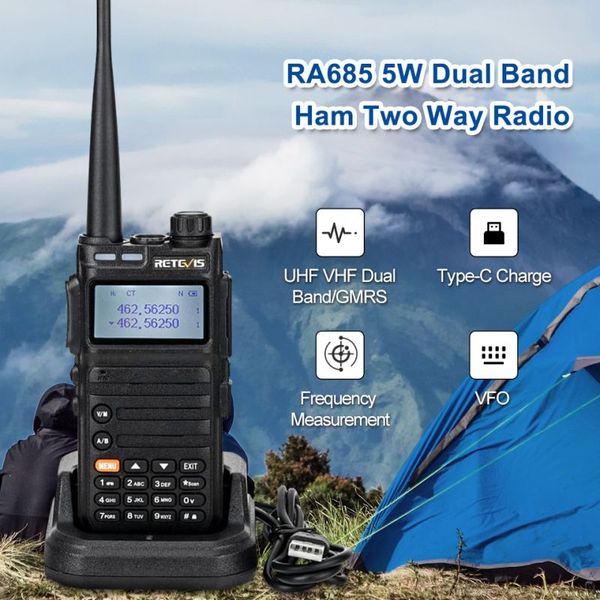 ra685 walkie talkie ham estaciones de radio de dos vías walkie-talkies de largo alcance profesional uhf vhf usb tipo c cargador 5w chirp