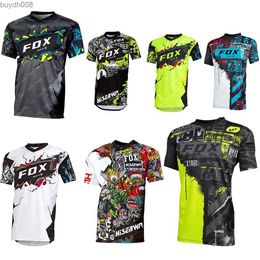 Ra9z T-shirts pour hommes Maillots de descente pour hommes Bat Fox VTT Maillot VTT Offroad Dh Moto Motocross Vêtements de sport