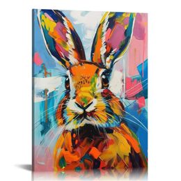 Impression d'art de lapin, peinture animale art mural