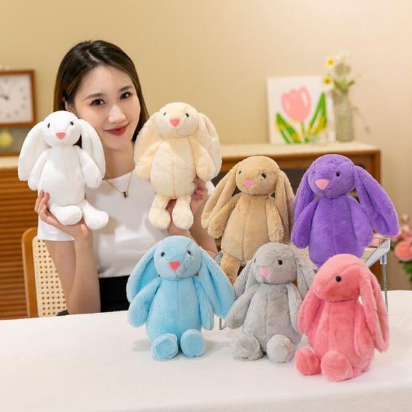 Poupée lapin en peluche à longues oreilles, jouet pour dormir, cadeau pour fille, machine à saisir, vente en gros, cadeau à main