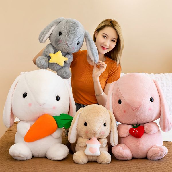 Los juguetes de peluche de muñecas de conejo son almohadas de muñecas para dormir de niñas blancas y regalos de cumpleaños