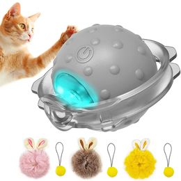 Konijnenoor Kattenspeelgoed Bal Slim interactief kattenspeelgoed met vogelgeluid LED-licht Bewegingsactivatie Rollende bal Elektrisch kattenspeelgoed 240227
