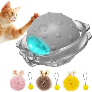 Oreille de lapin chat jouet balle Smart interactif chat jouets avec son d'oiseau lumière LED mouvement activer boule roulante électrique chats jouet 240226
