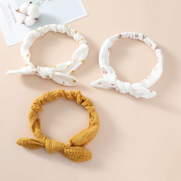 Diadema con cinta de Orejas de conejo para niños y niñas, diadema con lazo para el pelo, turbante para bebé, fiesta de Navidad, accesorios para el cabello DIY 1458