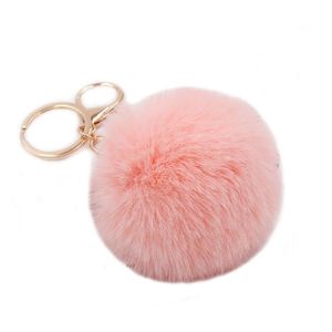 Konijn faux bont pom poms sleutel fobs zachte en fuzzy pluizige pompoms sleutelhangers bladerdeeg sleutelhanger voor vrouwen meisjes tas accessoires ornament