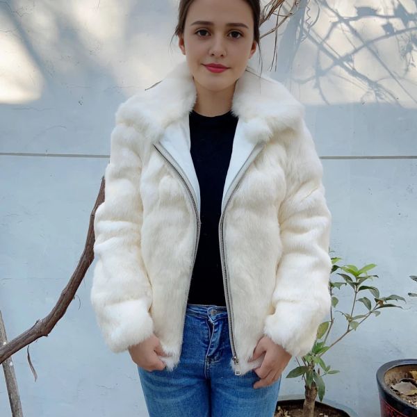 Manteau en fourrure de lapin pour femme, veste froide d'hiver, Promotion spéciale, livraison gratuite, luxe, vraie fourrure naturelle, 2023