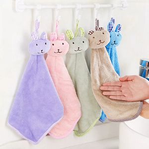 Toalla de mano de conejo para niños pequeños, felpa suave, toallita de animales de dibujos animados, toalla de baño colgante, cómodas toallas de conejito, cocina, limpia el paño WLL457