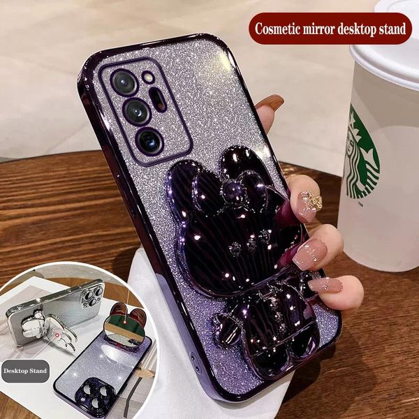 Rabbit Makeup Mirror Placing Phone Sleptder Case pour Samsung Galaxy Note 20 20 Ultra M53 M14 A82 A72 A53 A33 A23 A22 A14